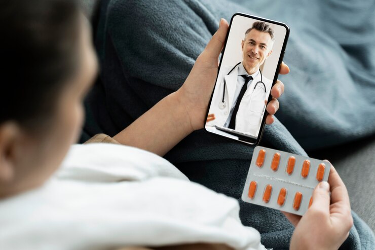 Foto grátis teleconsulta médica para paciente doente em casa