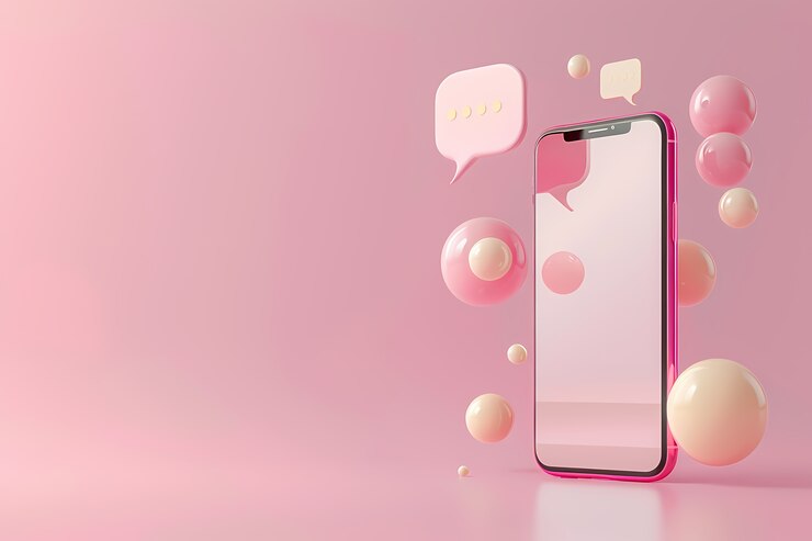 Foto grátis telefone realista no conceito de mídia social do estúdio