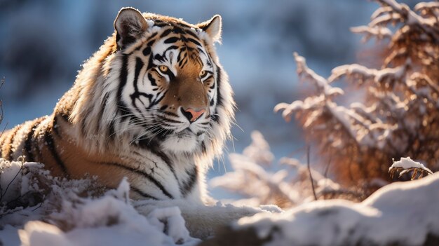 Tempada de inverno do tigre feroz