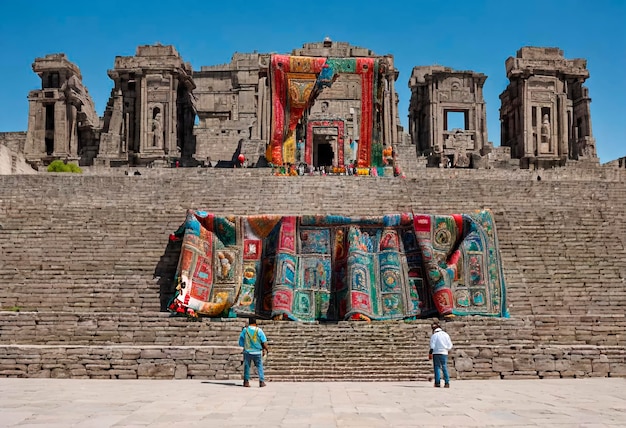 Foto grátis templo da cidade do méxico com texto