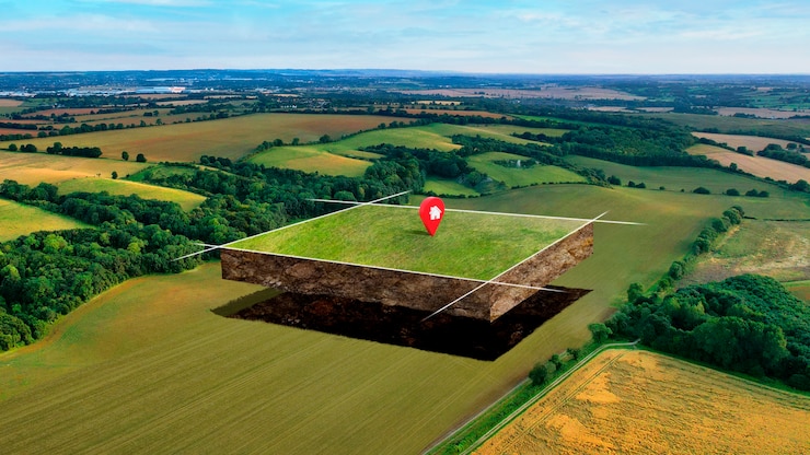 Foto grátis terreno com paisagem natural e pin de localização