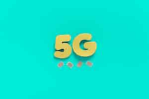 Foto grátis texto de 5g no fundo liso com cartões sim