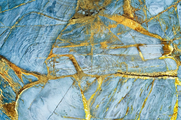 Textura de mármore azul e dourado