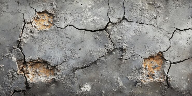Foto grátis textura de parede cinzenta rachada fonte de superfície danificada