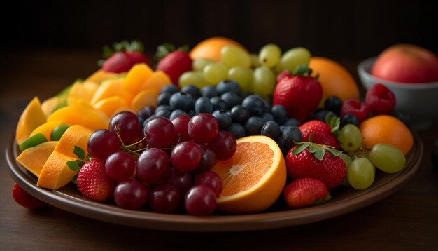 Foto grátis tigela de frutas frescas, uma variação gourmet saudável gerada por ia