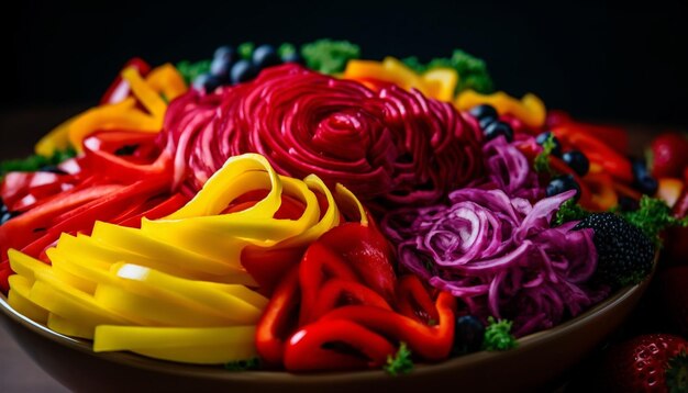 Foto grátis tigela de salada vegetariana colorida com ingredientes orgânicos frescos gerados por ia