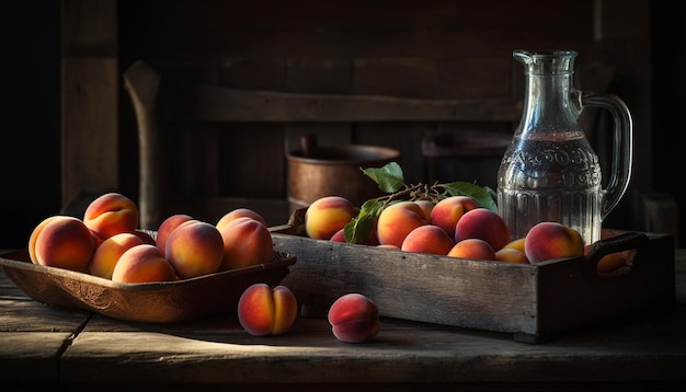 Tigela rústica de tomates maduros gerados por IA