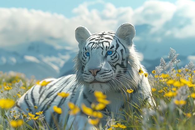 Foto grátis tigre branco de bengala na natureza