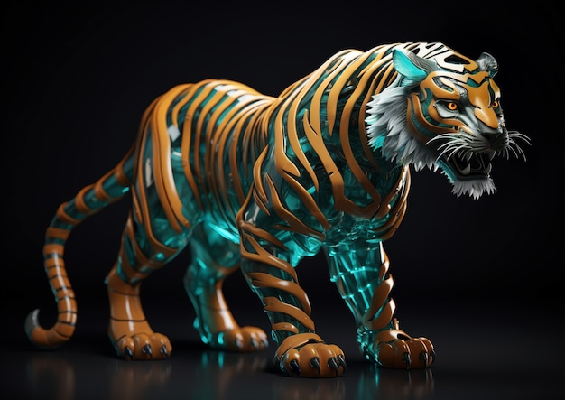Foto grátis tigre feroz em estúdio