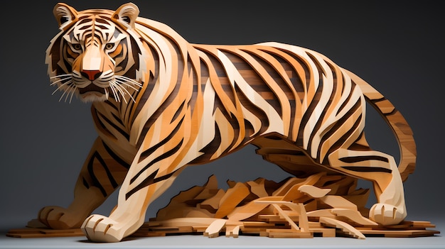 Renderização 3d de tigre robótico