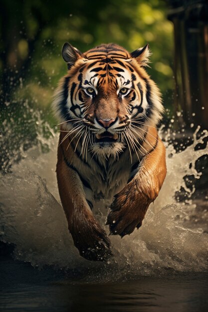 Tigre feroz na água