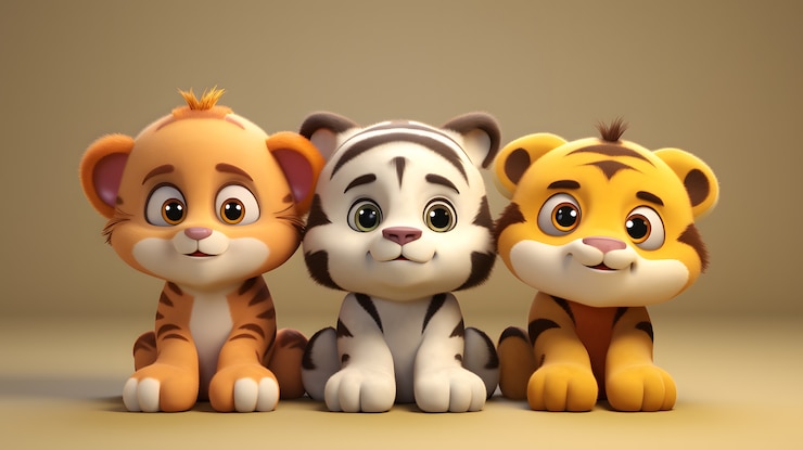 Foto grátis tigres bonitos no estúdio.