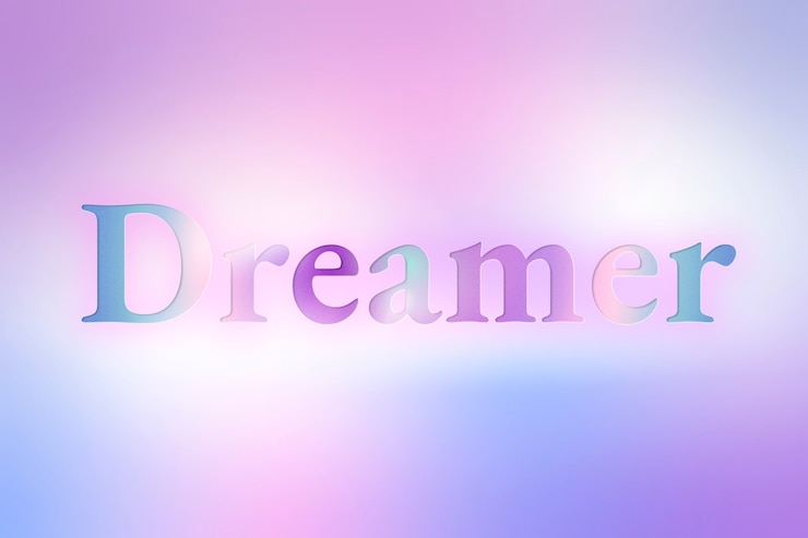 Foto grátis tipografia estética dreamer em fonte gradiente colorida