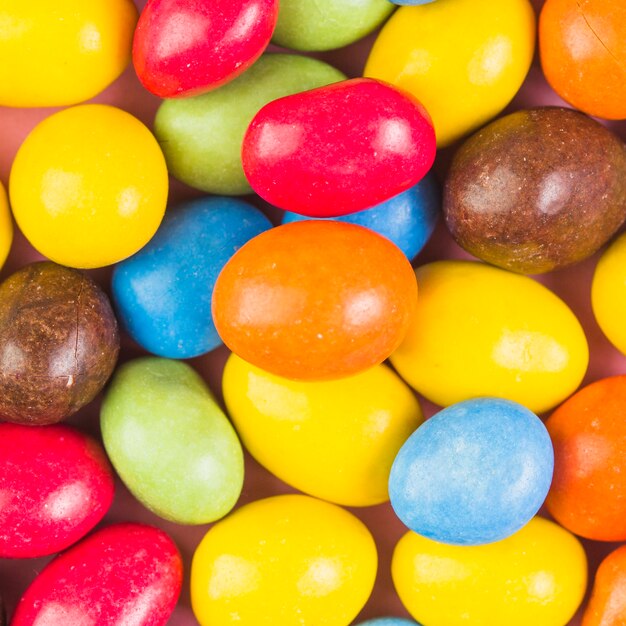 Tiro de quadro completo de doces doces coloridos
