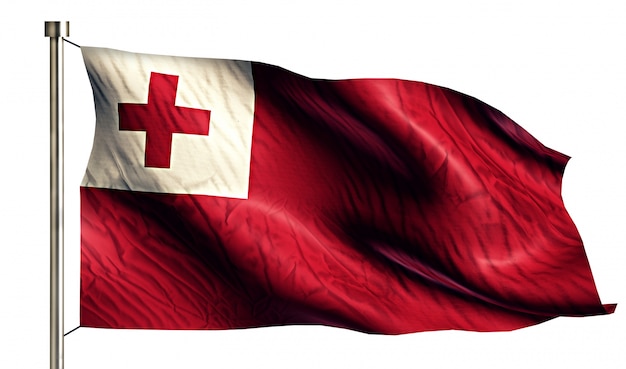Tonga National Flag Isolated 3D Fundo Branco