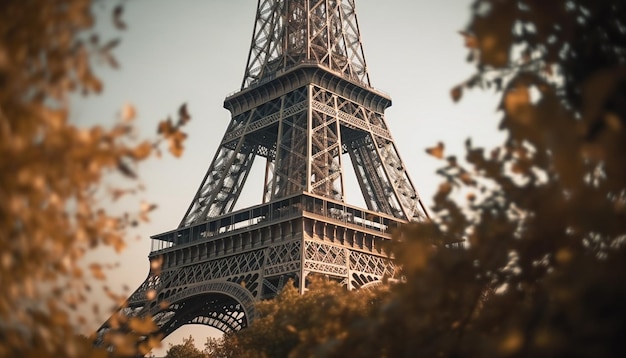 Foto grátis torre eiffel, elegância francesa, construção em aço, majestosa, gerada por ia