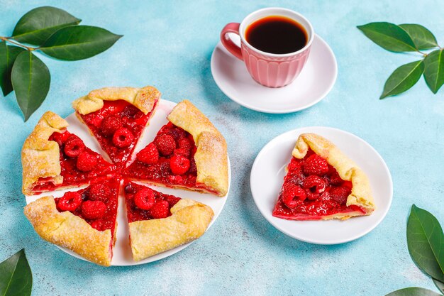 Torta aberta, galette de framboesa.