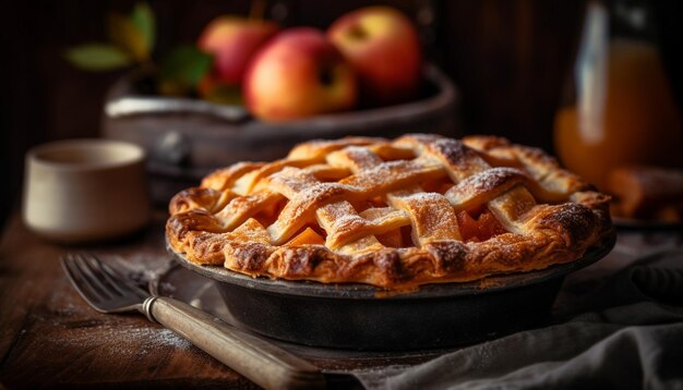 Torta de maçã recém-assada, uma doce indulgência gerada por IA