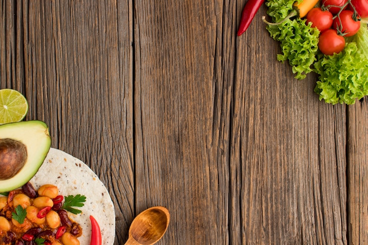 Foto grátis tortilha mexicana de vista superior com espaço de cópia