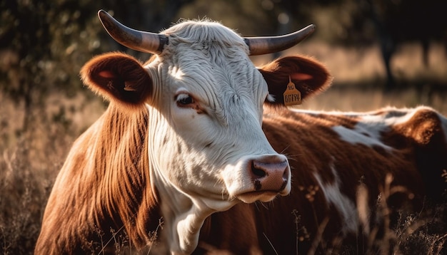 Foto grátis touro holstein bonito pastando em prado verde generativo ai