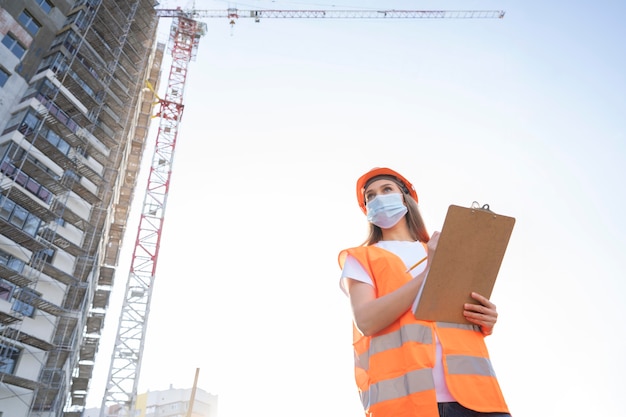 Trabalhador da construção civil no local