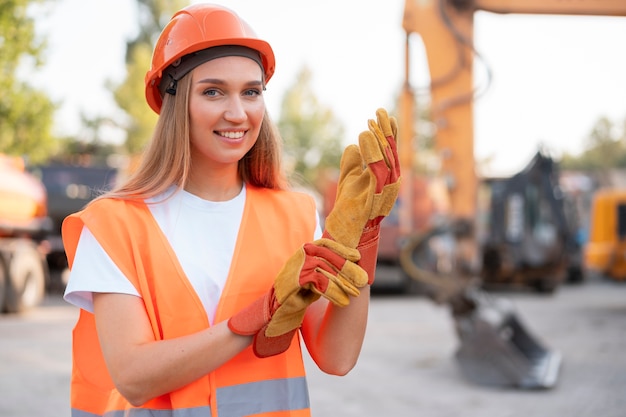 Trabalhador da construção no local