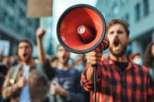 Foto grátis trabalhador protestando por direitos laborais