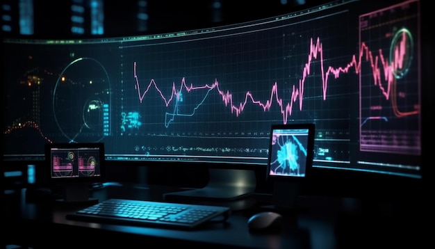 Traço de pulso azul brilhante analisando dados de saúde gerados por IA