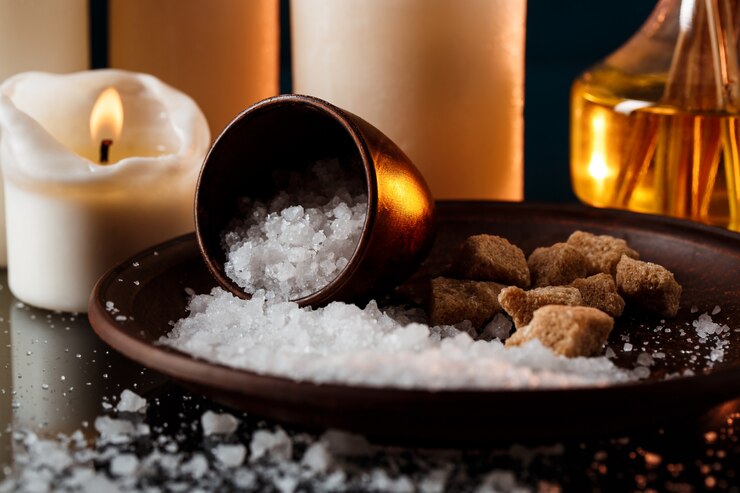 Foto grátis tratamento de spa sobre parede escura