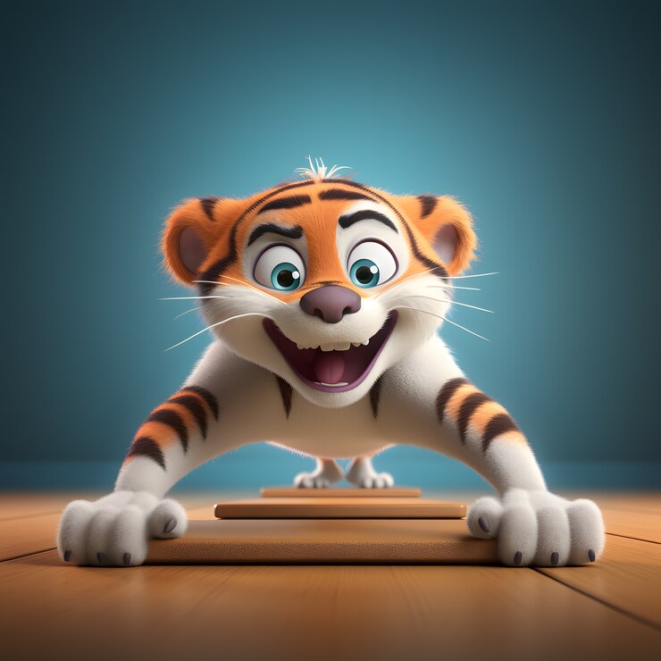Foto grátis treinamento de tigre fofo em estúdio