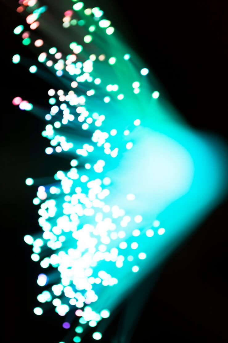 Foto grátis triângulo abstrato azul por fibras ópticas