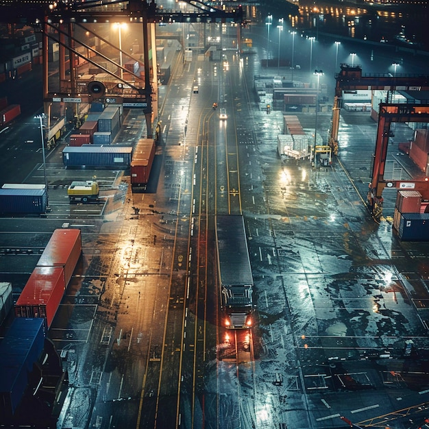 Foto grátis truck and logistics operation at dusk