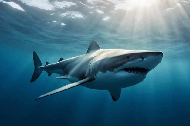 Tubarão perigoso debaixo d'água