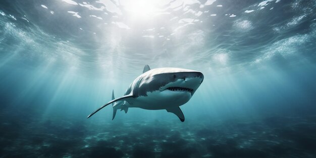 Tubarão perigoso debaixo d'água