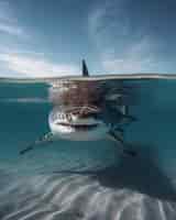 Foto grátis tubarão perigoso debaixo d'água