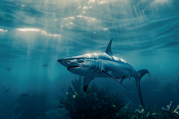 Foto grátis tubarão realista no oceano