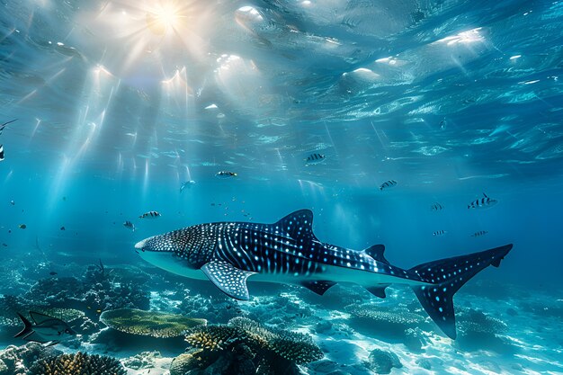 Foto grátis tubarão realista no oceano