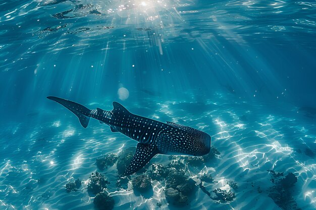 Foto grátis tubarão realista no oceano