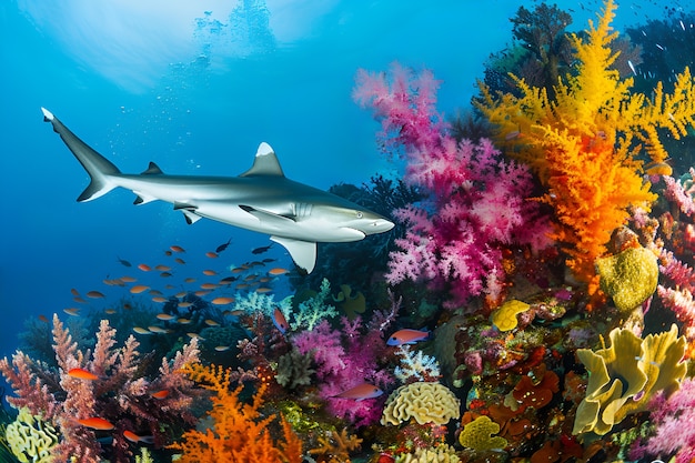 Foto grátis tubarão realista no oceano