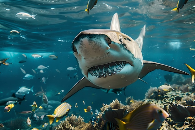 Foto grátis tubarão realista no oceano