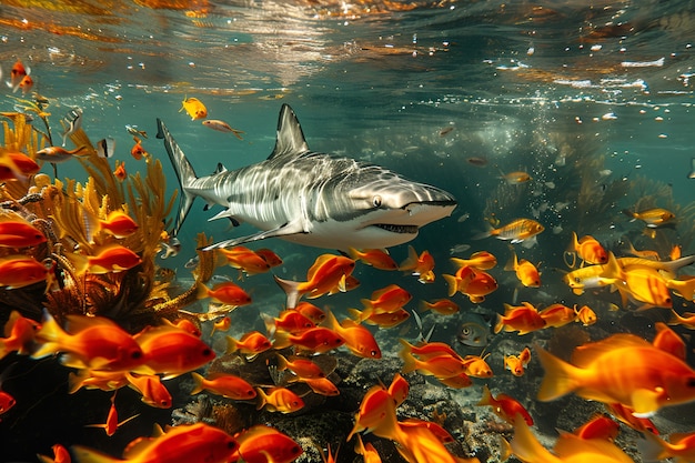 Foto grátis tubarão realista no oceano