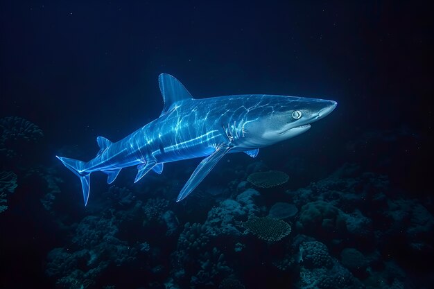 Tubarão realista no oceano