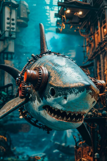 Tubarão robô futurista