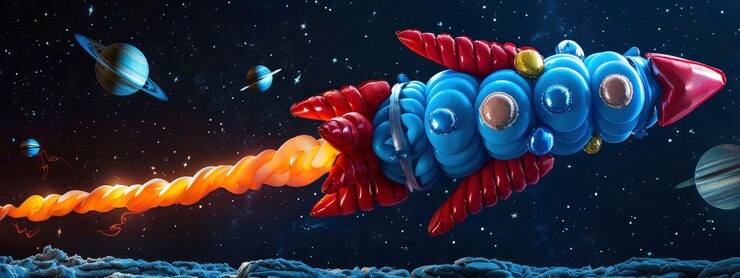 Foto grátis twist de balão em forma de foguete