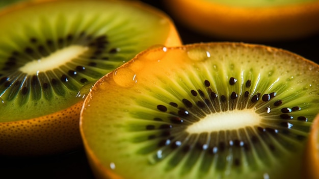 Um arranjo artístico de fatias de kiwi