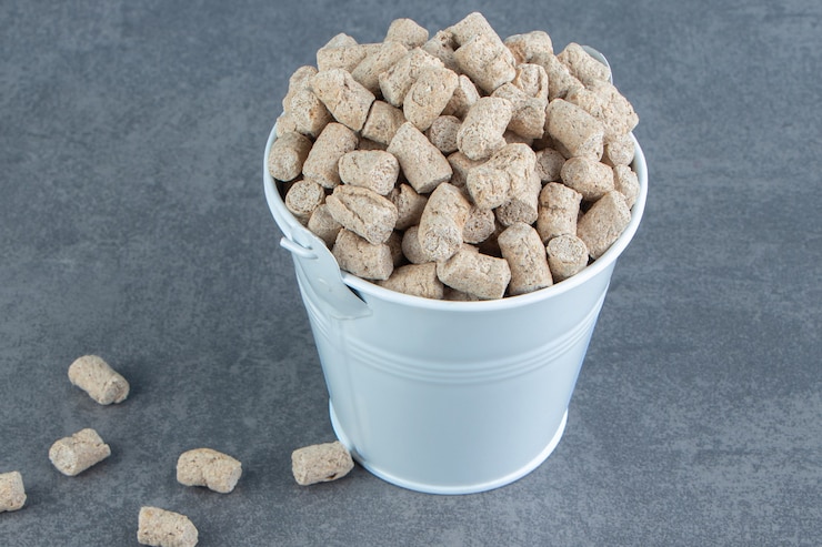 Foto grátis um balde cheio de cereais crocantes de centeio.