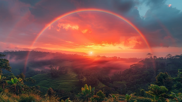 Foto grátis um belo arco-íris na natureza