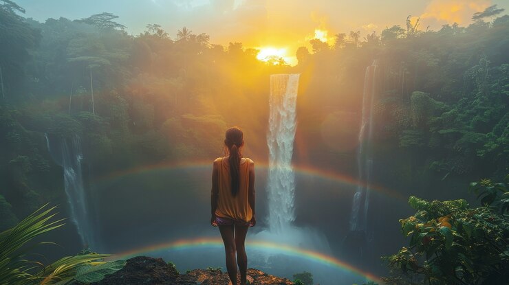 Foto grátis um belo arco-íris na natureza
