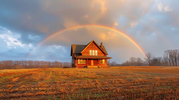 Um belo arco-íris na natureza