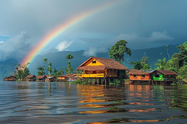 Foto grátis um belo arco-íris na natureza